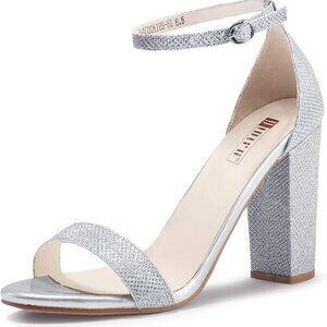 Women's Block High Heel Sandals Open Toe Ankle Strap Wedding Bridal Prom Shoes